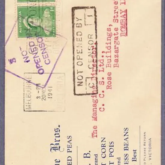 1941 (20th March) 1d QM pair on "Cartside Bros ...