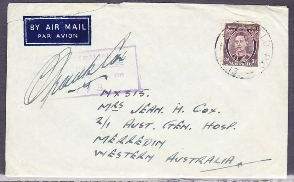 1942 (7th Dec) Airmail env addressed to Merredin ... Image 1++
