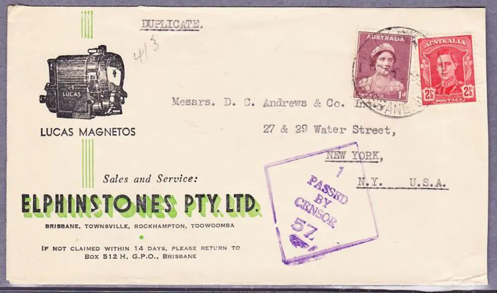 1943 1d QM & 2½d KGVI on Lucas Magnetos ... Image 1++
