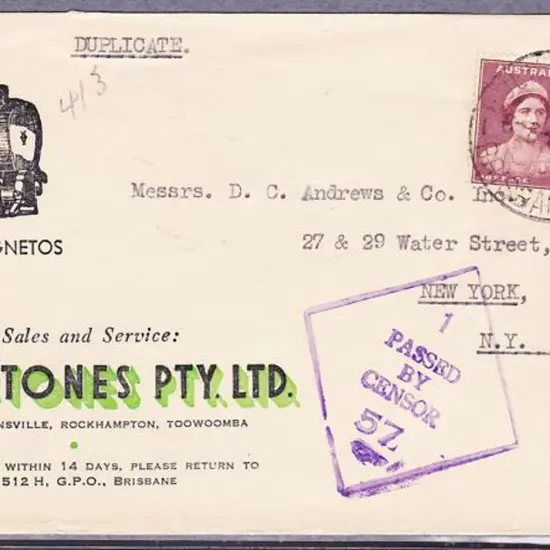 1943 1d QM & 2½d KGVI on Lucas Magnetos ...
