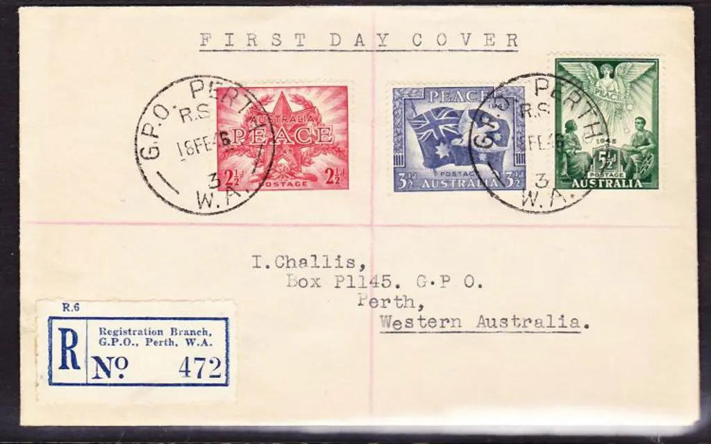1946 (18th Feb) Peace set of 3 on plain Registered ... Image 1++