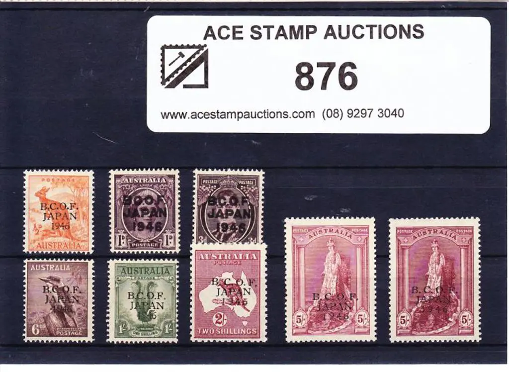 1946 BCOF JAPAN overprints set of 8 with 5/- on ... Image 1++