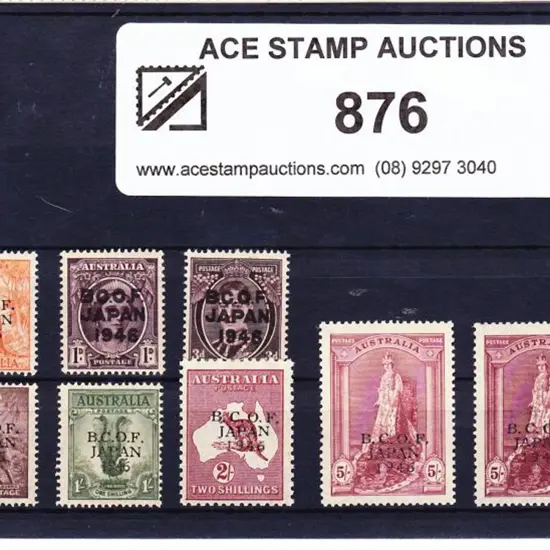 1946 BCOF JAPAN overprints set of 8 with 5/- on ...