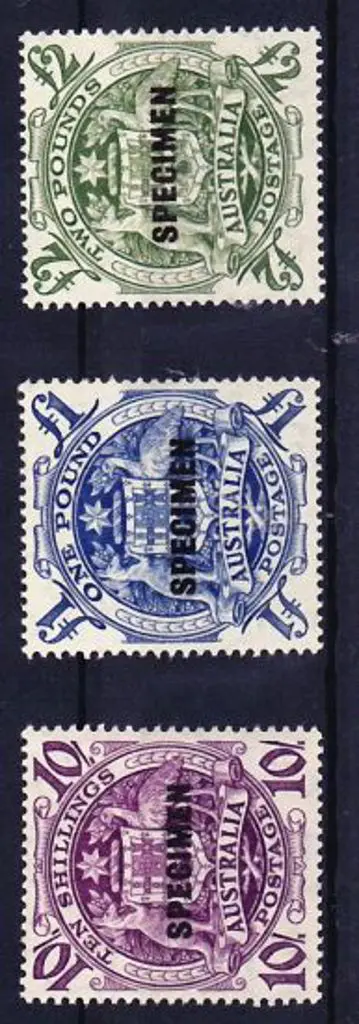 1949/50 Arms set of 3 to £2 overprinted SPECIMEN. ... Image 1++