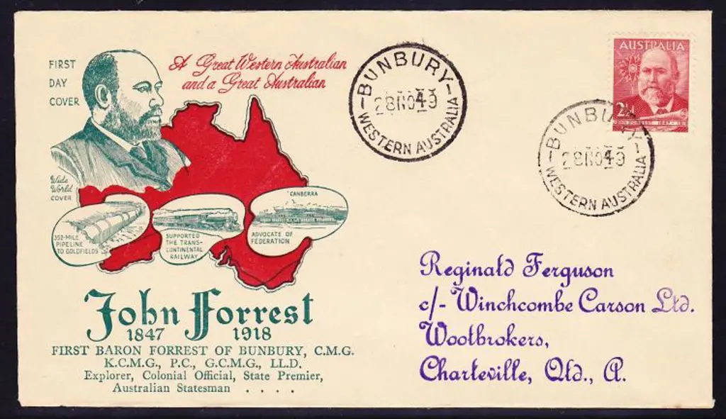 1949 (28th Nov) 2½d John Forrest on WWC illust FDC ... Image 1++