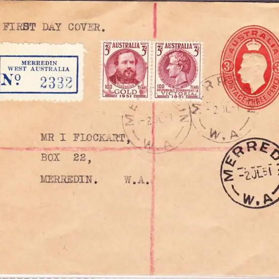 1951 (2nd July) Registered KGVI 3d red PSE with ...