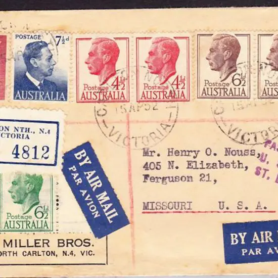 1952 (15th April) Registered Airmail cover ...