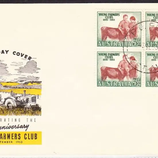 1953 (3rd Sept) 3½d Young Farmers block of 4 on ...