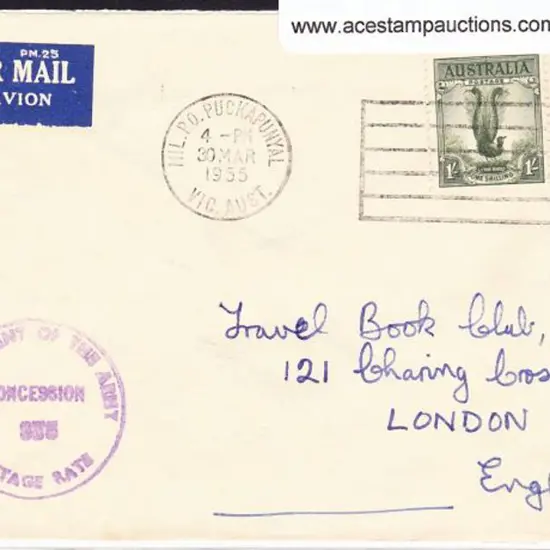 1955 (30th March) 1/- Lyrebird pair on Airmail env ...