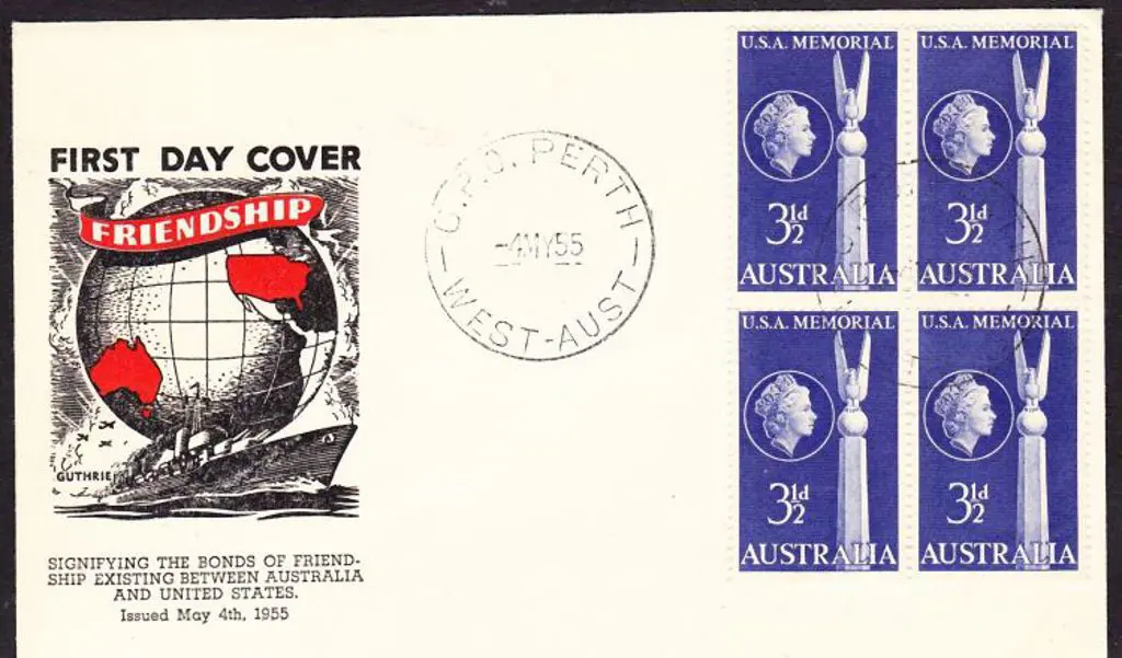 1955 (4th May) 3½d USA Memorial block of 4 on ... Image 1++