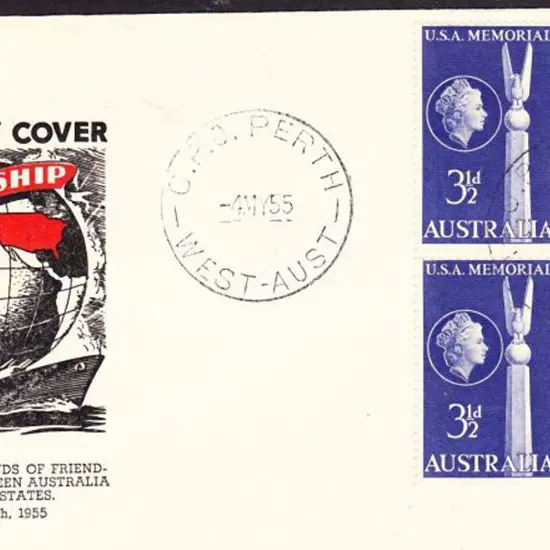 1955 (4th May) 3½d USA Memorial block of 4 on ...