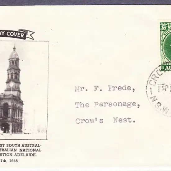 1955 (17th Oct) SA Stamp Cent Guthrie FDC. Neat ...
