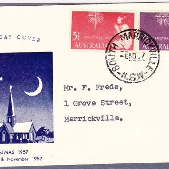 1957 (6th Nov) Christmas Guthrie FDC. Neat typed ...