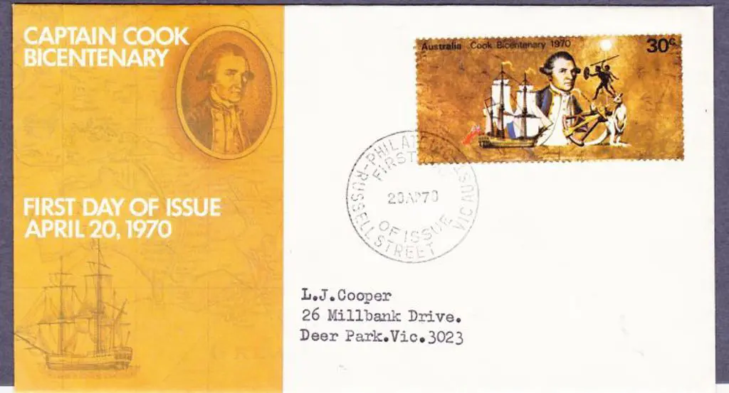 1970 (20th April) 30c Captain Cook on small FDC. ... Image 1++
