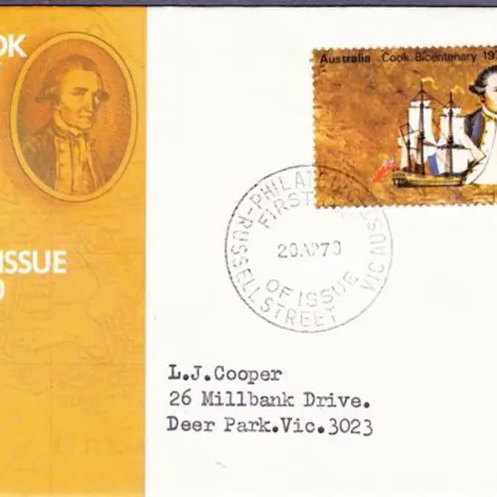 1970 (20th April) 30c Captain Cook on small FDC. ...