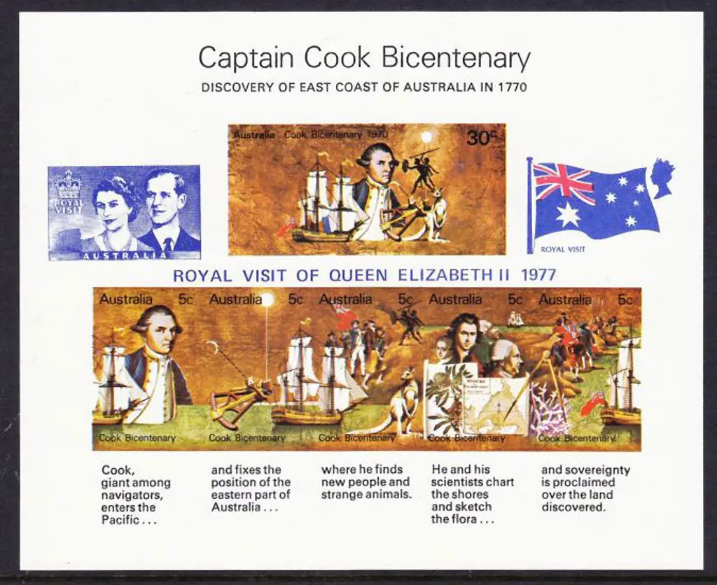 1970 Captain Cook M/S overprinted "ROYAL VISIT OF ... Image 1++