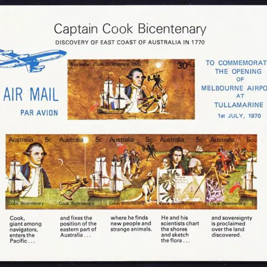 1970 Captain Cook M/S overprinted "TO COMMEMORATE ...