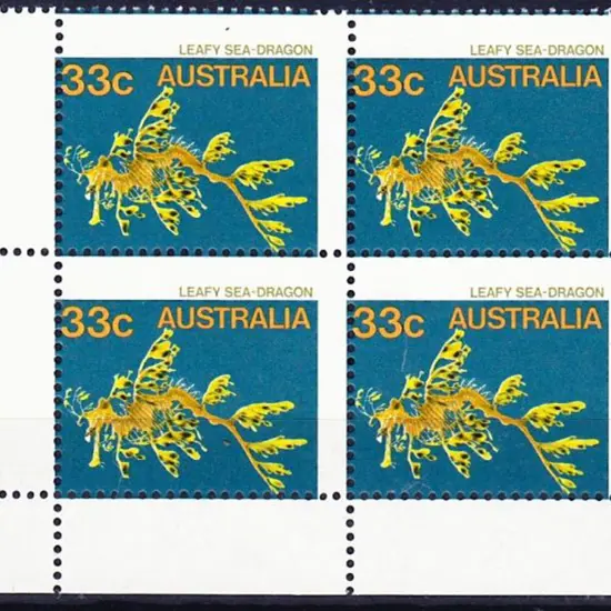 1985 33c Leafy Sea Dragon corner block of 4 with ...