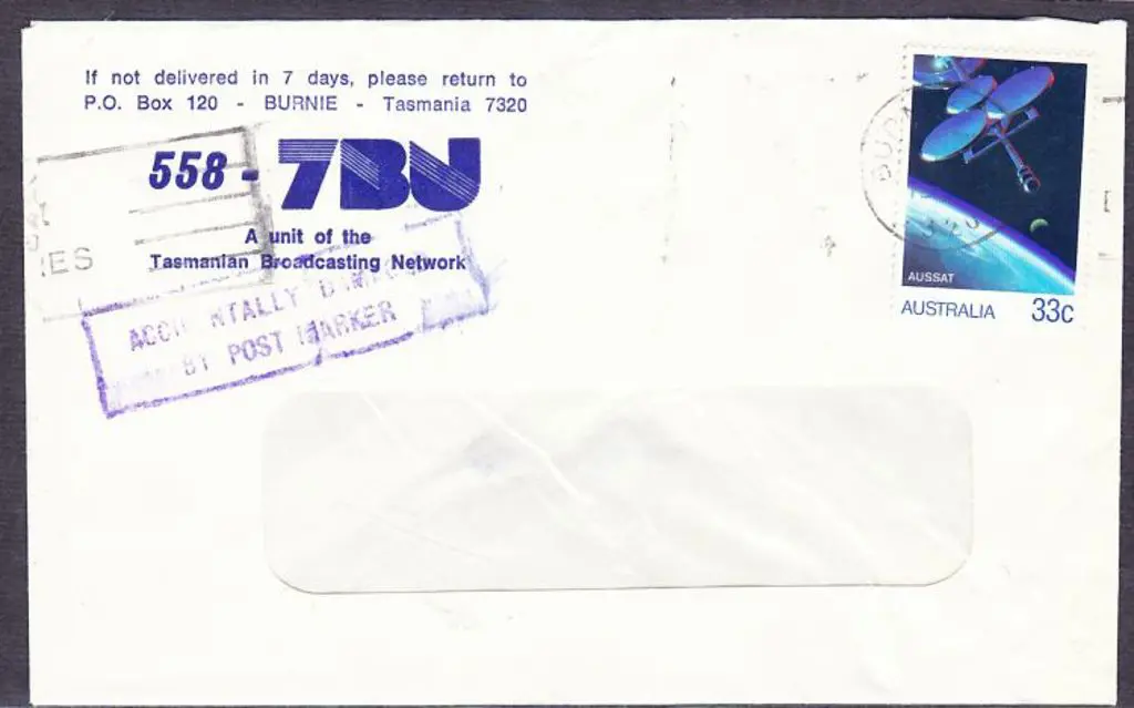 1986 33c Aussat on Tasmanian Broadcasting Network ... Image 1++