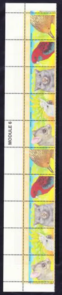 1987 37c Wildlife top strip of 10 showing "MODULE ... Image 1++
