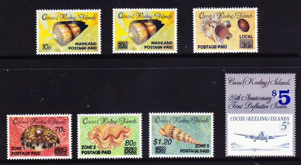 1994 Surcharges set of 7 to $5 on 65c incl both ... Image 1++