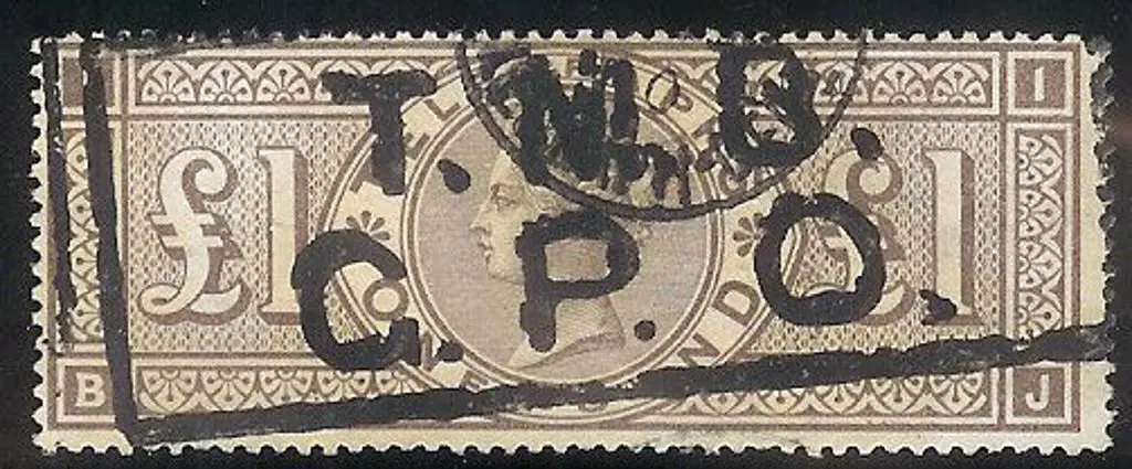 1877 £1 brown-lilac QV Telegraph with 3 Shamrocks ... Image 1++