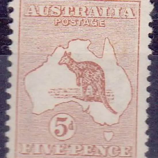 1913 1st watermark 5d chestnut MLH with light bend ...