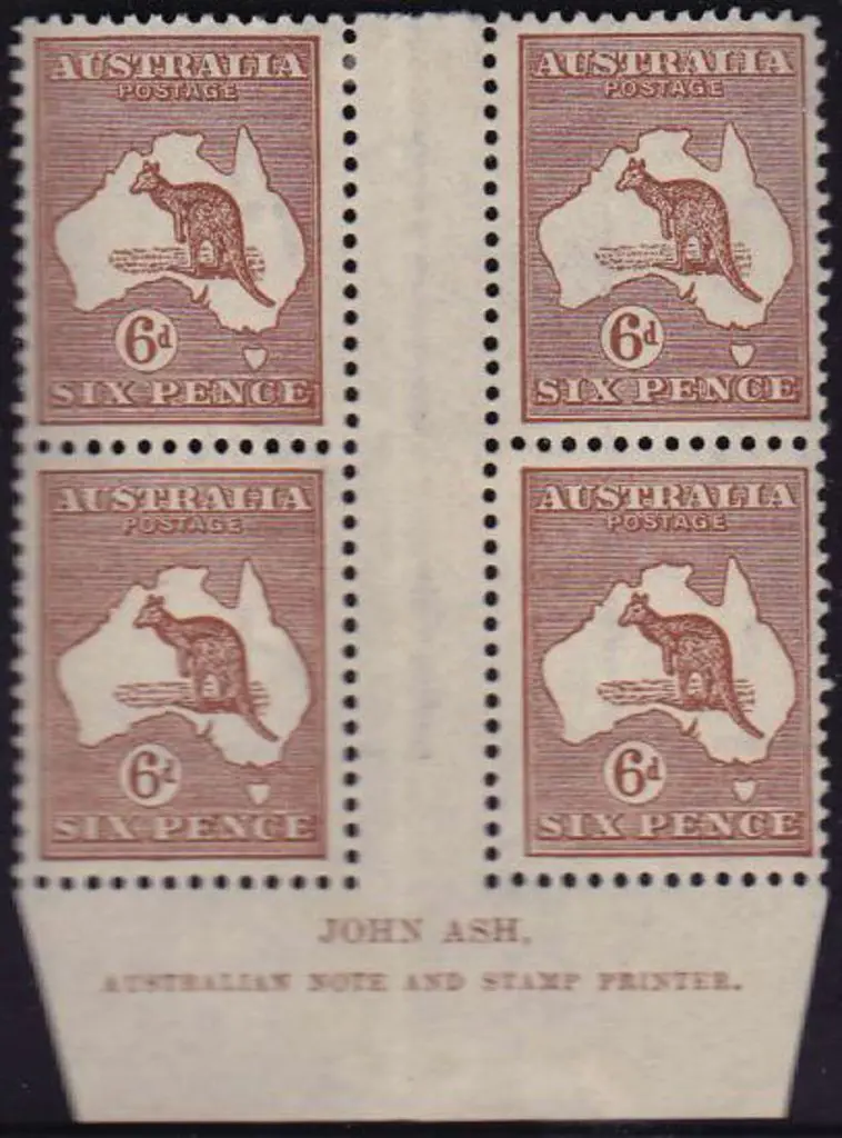 1915-28 3rd watermark 6d chestnut MLH Ash imprint ... Image 1++