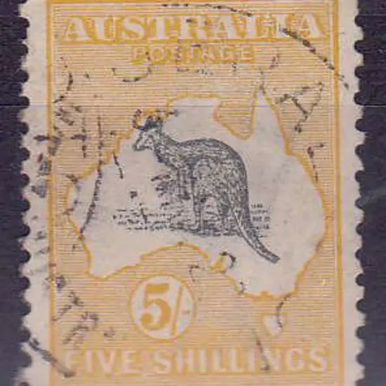 1915-28 3rd watermark 5/- grey & yellow F/U with ...