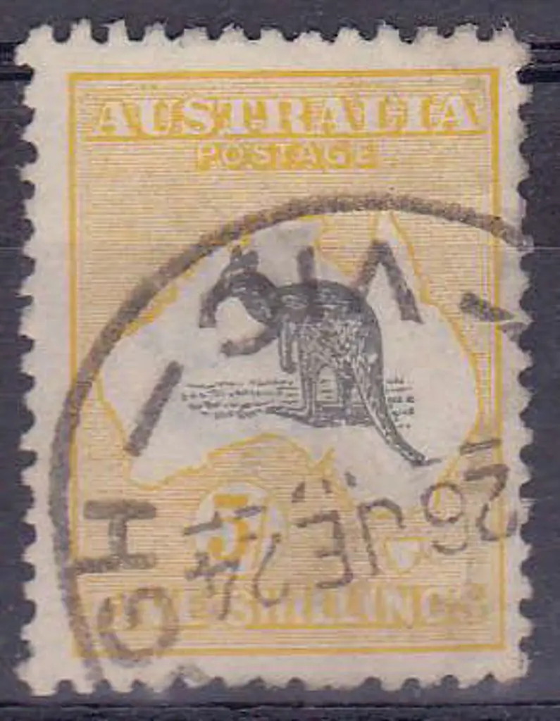1915-28 3rd watermark 5/- grey & yellow F/U. with ... Image 1++