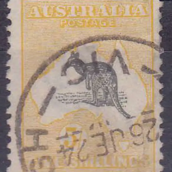 1915-28 3rd watermark 5/- grey & yellow F/U. with ...