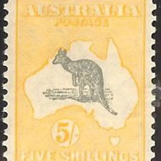 1929-30 Small Multiple watermark 5/- grey & yellow ...