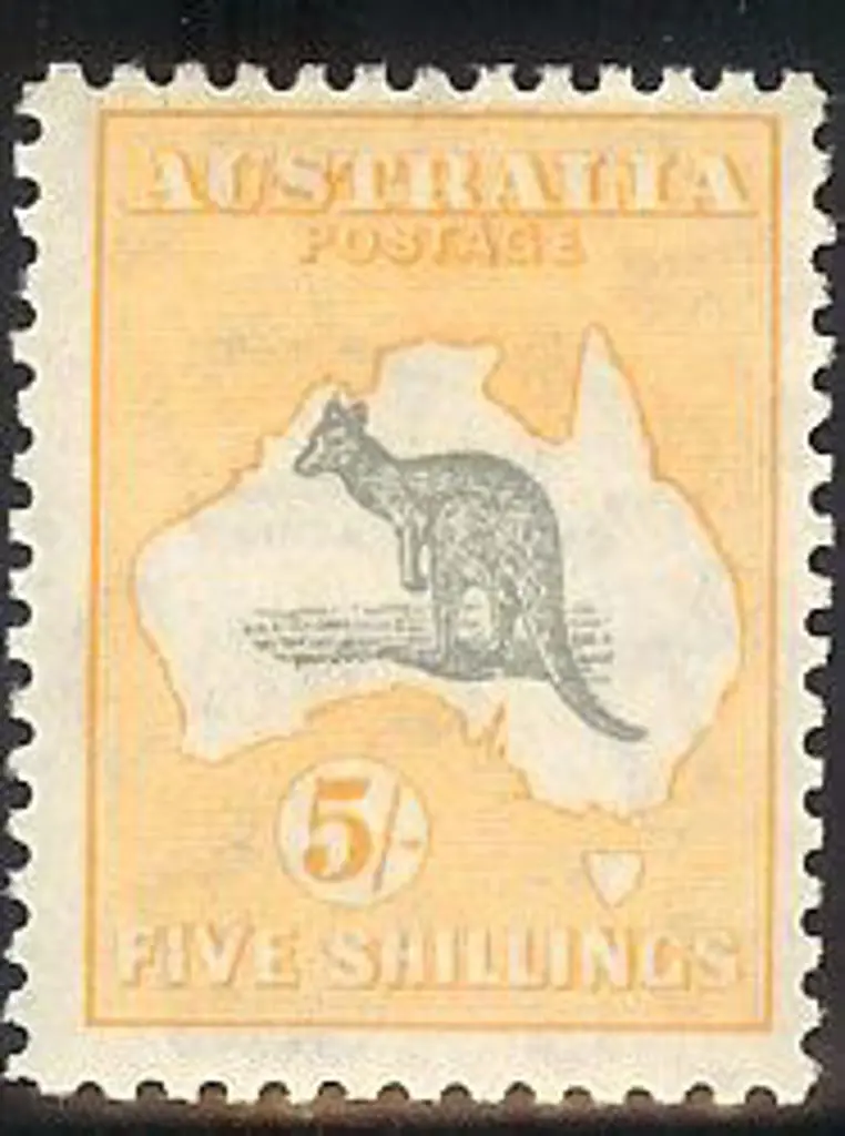 1931-47 C of A  watermark 5/- grey & yellow. ... Image 1++