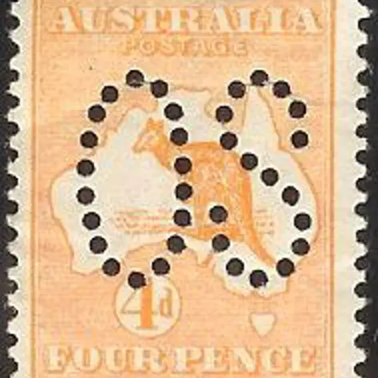 1913 4d orange kangaroo perfined large OS. Various ...