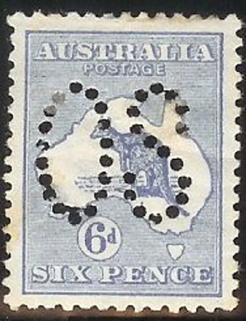 1913 6d ultramarine kangaroo perfined large OS. ... Image 1++