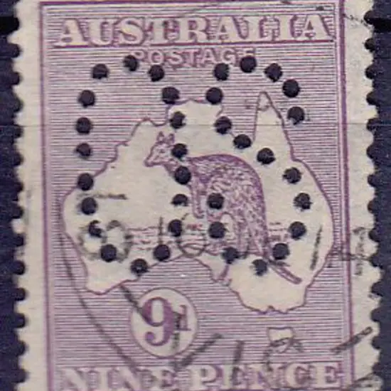 1913 9d violet kangaroo perfined large OS. F/U SG ...