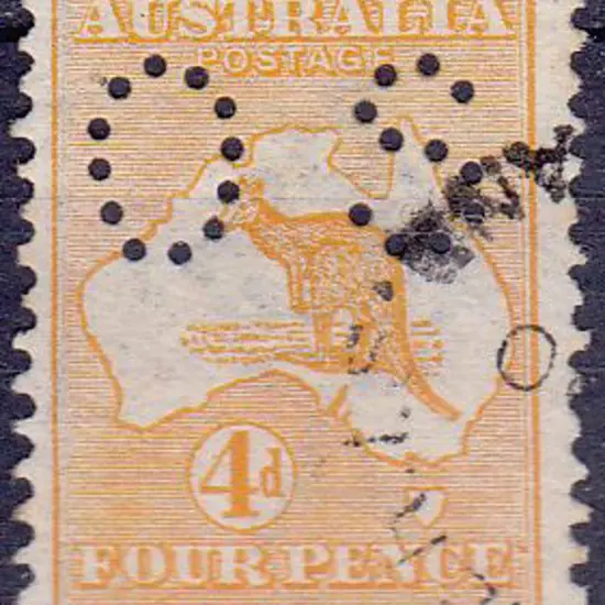 1913 4d orange kangaroo perfined small OS. F/U SG ...