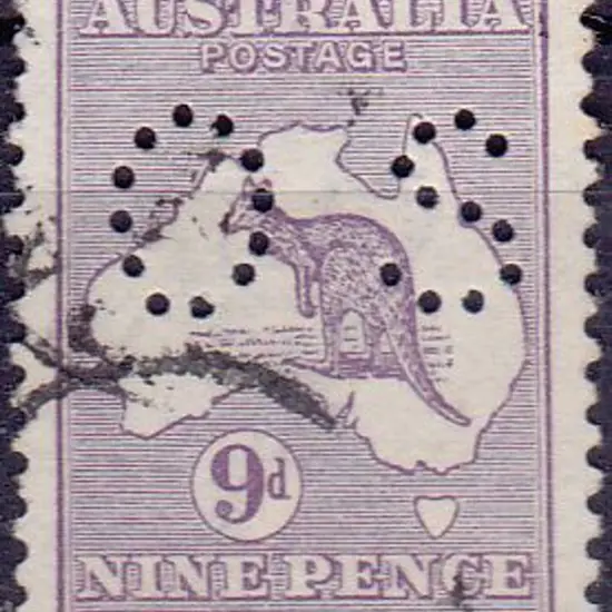 1913 9d violet kangaroo perfined small OS. F/U SG ...