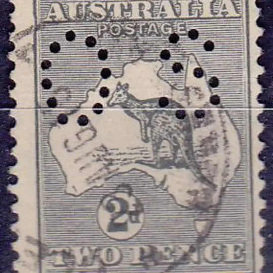 1915 2d grey kangaroo perfined small OS  with ...