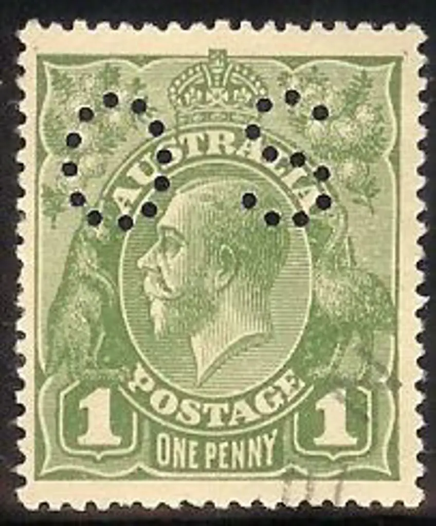 1924 1d green KGV no wmk perfined small OS. Well ... Image 1++