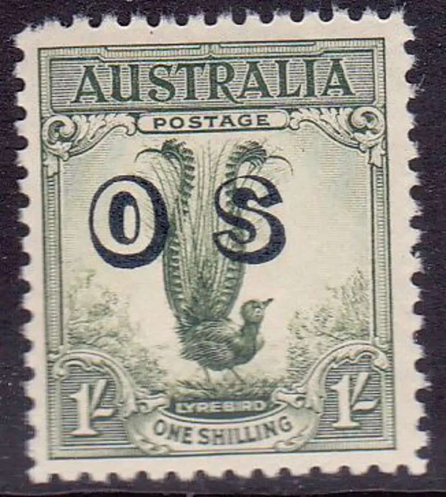 1932 1/- Lyrebird ovptd OS. MUH well centred. ... Image 1++