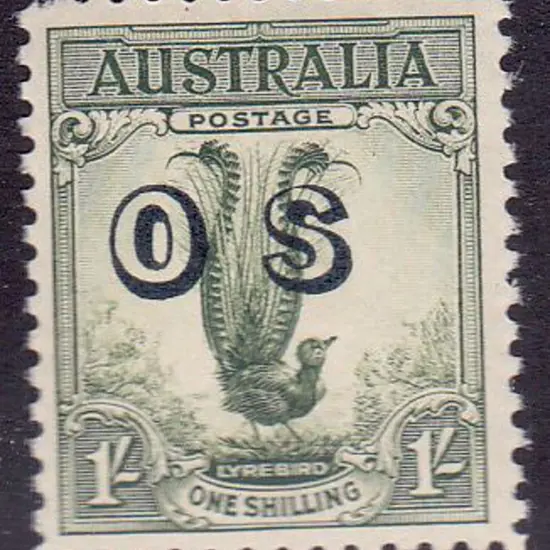 1932 1/- Lyrebird ovptd OS. MUH well centred. ...