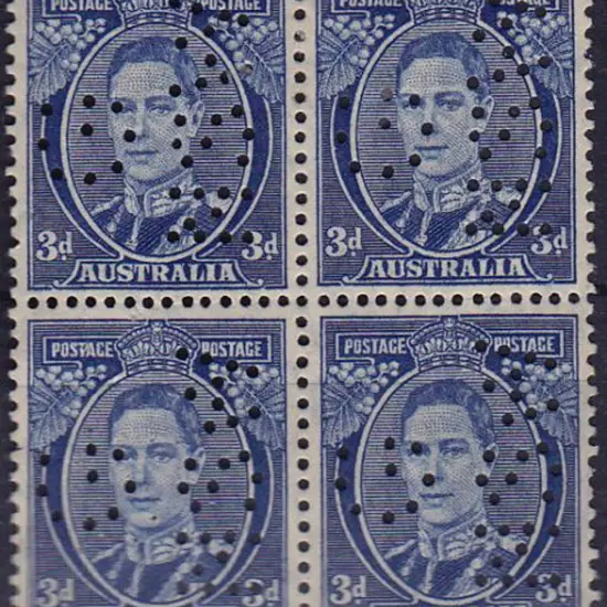 1937/41 3d blue KGVI Die III perfined G/NSW as a ...