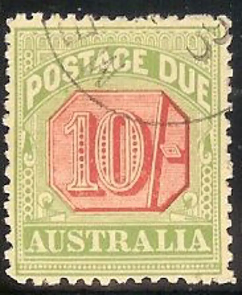 1909/10 10/-  rosine & yellow-green. Very F/U & ... Image 1++