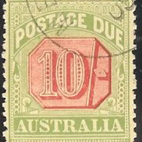 1909/10 10/-  rosine & yellow-green. Very F/U & ...