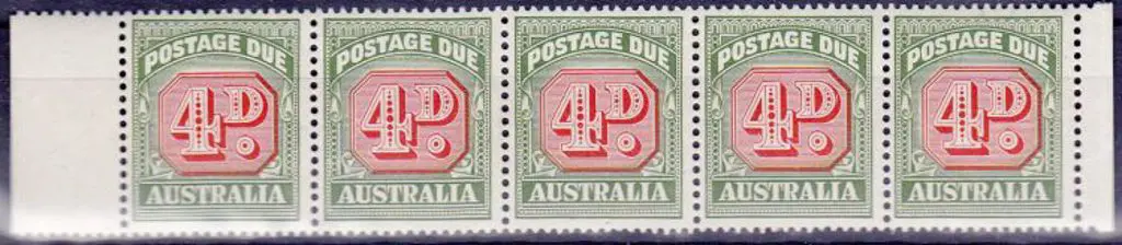 1958/60 4d Die II no wmk horiz strip of 5 with ... Image 1++