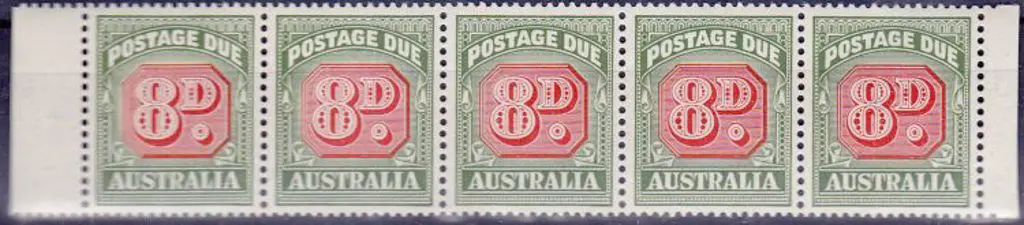 1958/60 8d no wmk horiz strip of 5 with side ... Image 1++