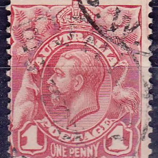 1913 1d red KGV Engraved with "weak entry at top, ...