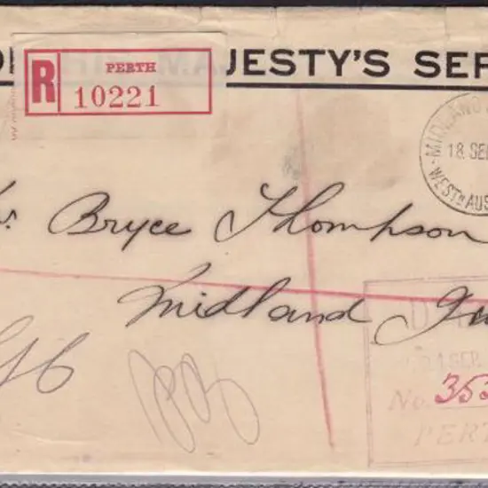 1915 Dead Letter Office OHMS cover bearing pair 2d ...