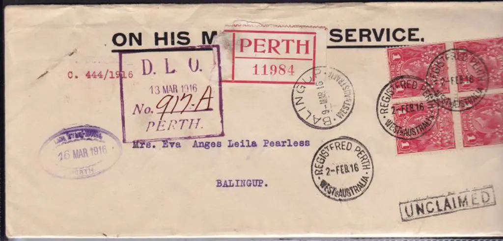 1916 Dead Letter Office OHMS cover bearing KGV 1d ... Image 1++